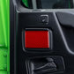 Rear door ashtray sticker set with carbon fiber texture, red finish, installed