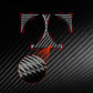 Carbon-fiber rear cup holder sticker set, black pieces with red outline accents