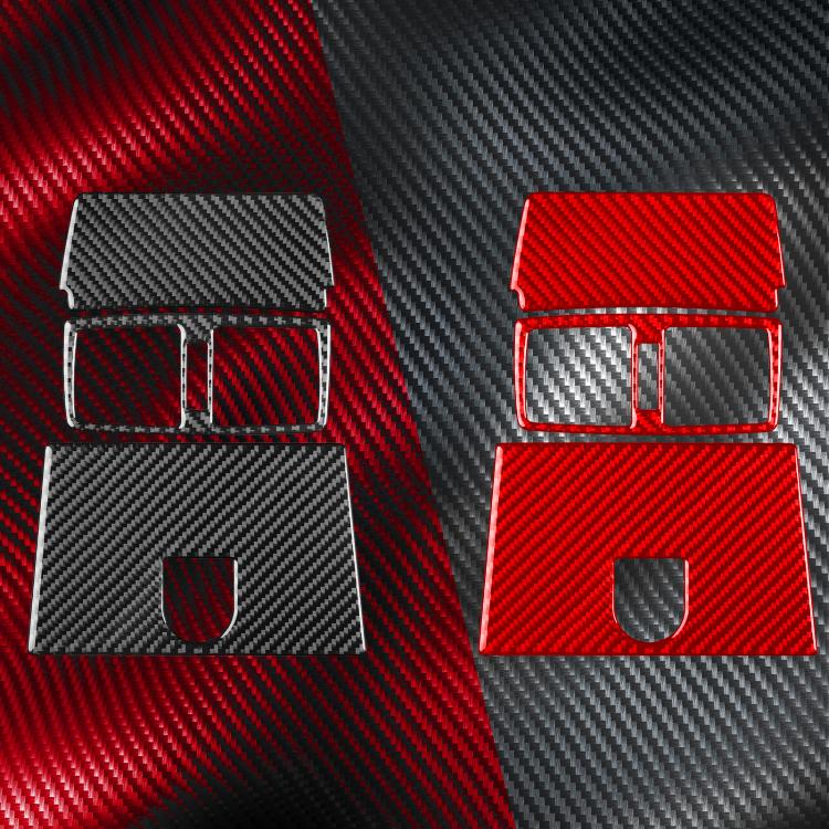 Three-piece carbon-fiber rear air vent trim stickers, black and red set