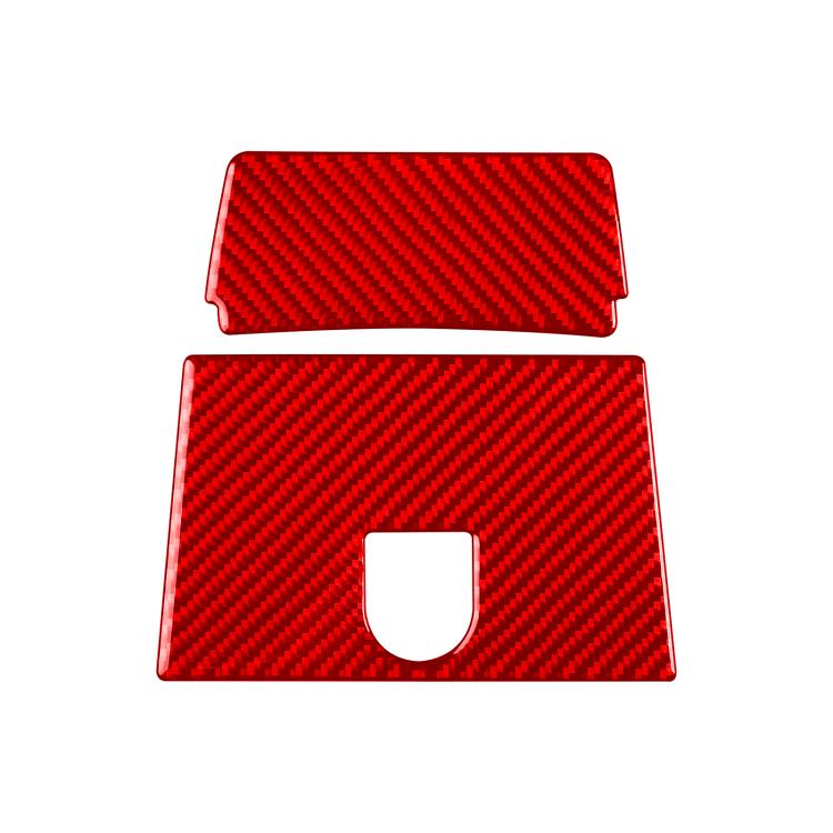 Red carbon-fiber look rear center decoration sticker set, two pieces with cutout