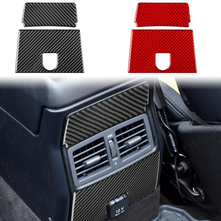 Carbon-fiber look sticker set, black and red rear center covers, two cutout pieces