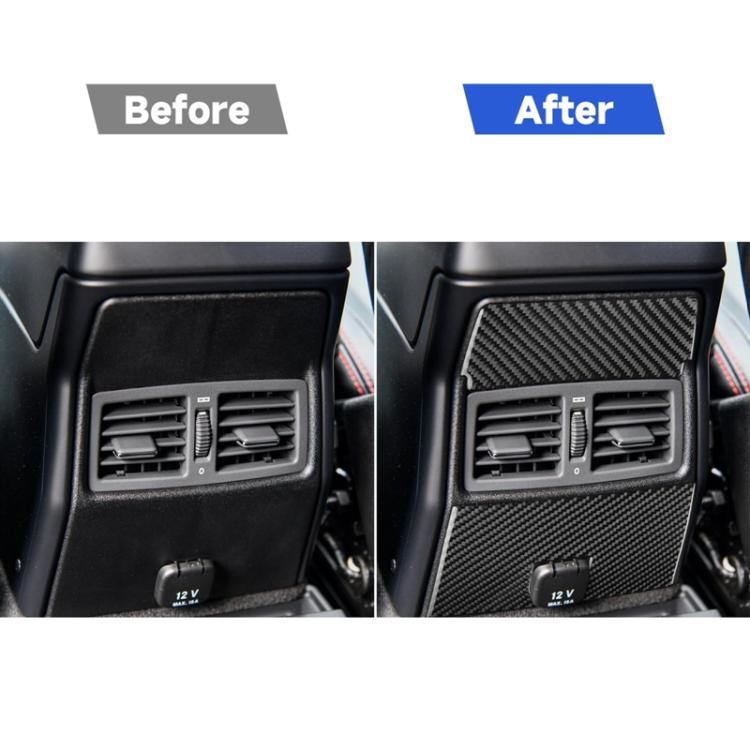 Black carbon-fiber look rear vent trim decoration stickers, two pieces with cutouts