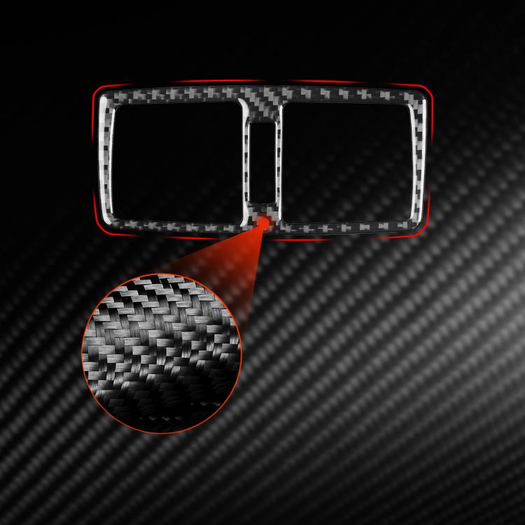 Rear air outlet sticker trim, red carbon-fiber frame with textured weave detail