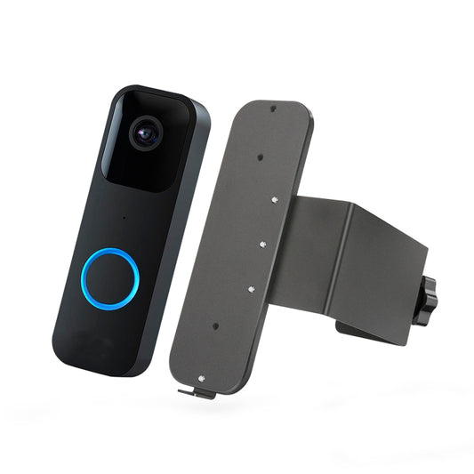 Black Blink doorbell unit with adjustable no-drill bracket arm and mount plate