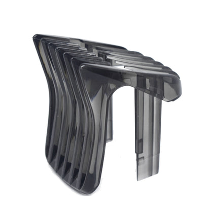 Fixed hair clipper comb positioner attachment in dark translucent black