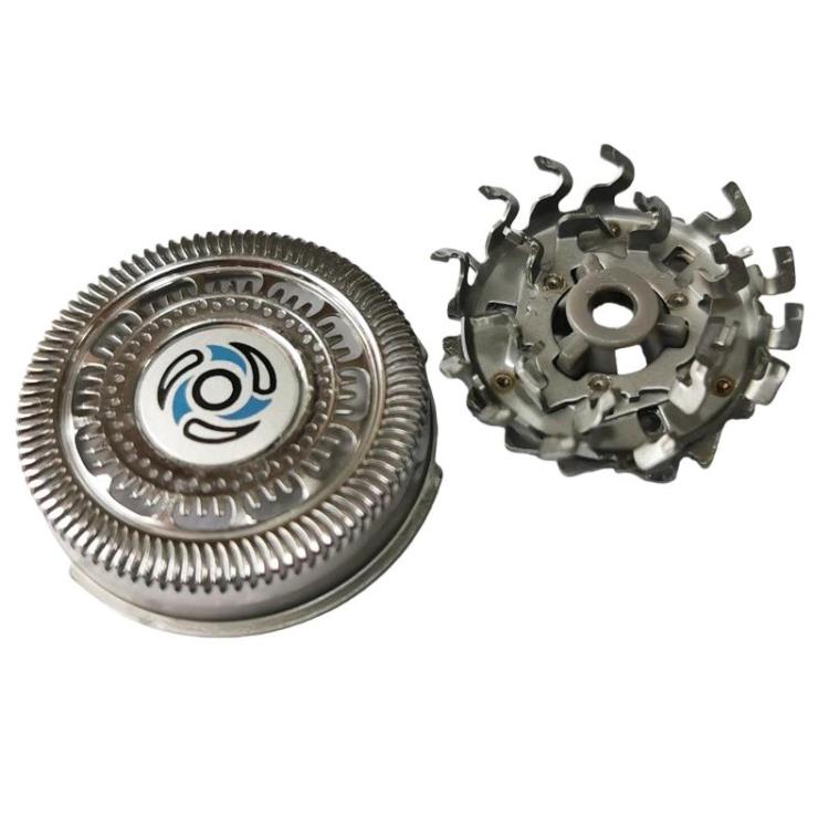Replacement rotary shaver head: foil cutter and metal drive ring