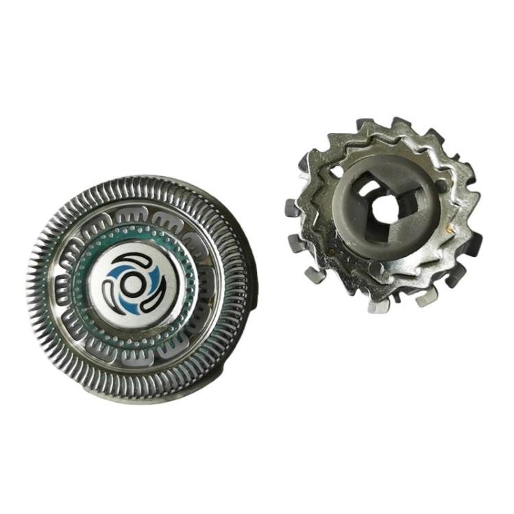 Replacement rotary shaver head: foil cutter with blue center and drive gear