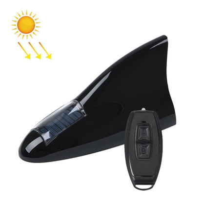 Black shark-fin solar roof antenna with remote control and built-in warning light