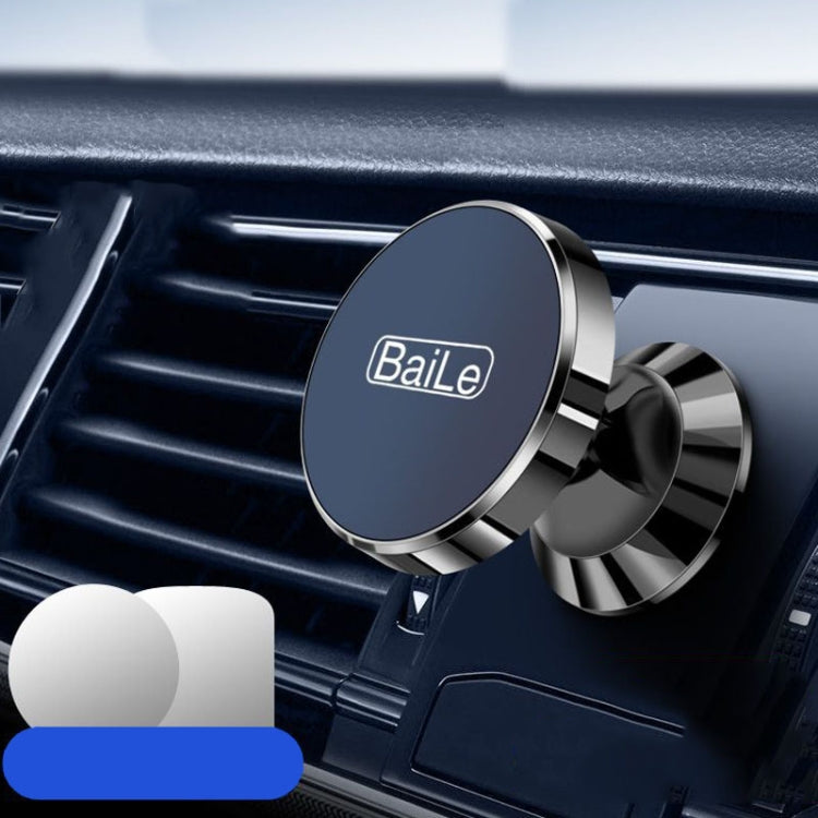 Baile magnetic car phone holder on dashboard vent with blue pad and silver ring