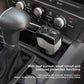 Car power inverter plugged in car console, with USB charging port and vents, white/black