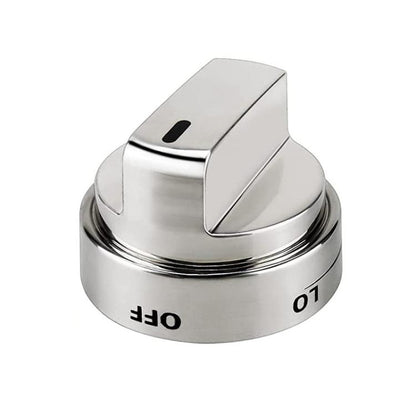 Stainless oven stove control knob with D-shaped 6.3mm shaft, single-piece assembly