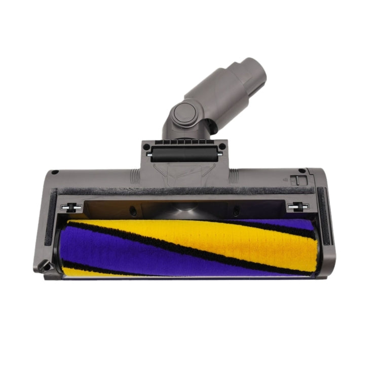 Soft brush head underside with exposed roller brush and green LED indicator edge