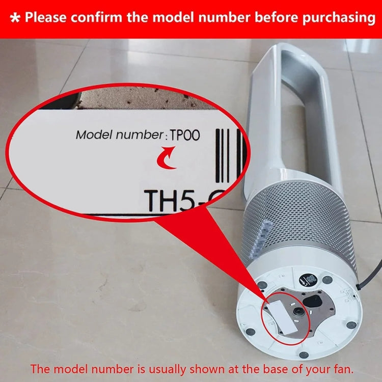 Bladeless fan base with highlighted model-number label area