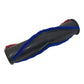 Motorized floor head brush bar with blue soft roller and red bristle tufts on side
