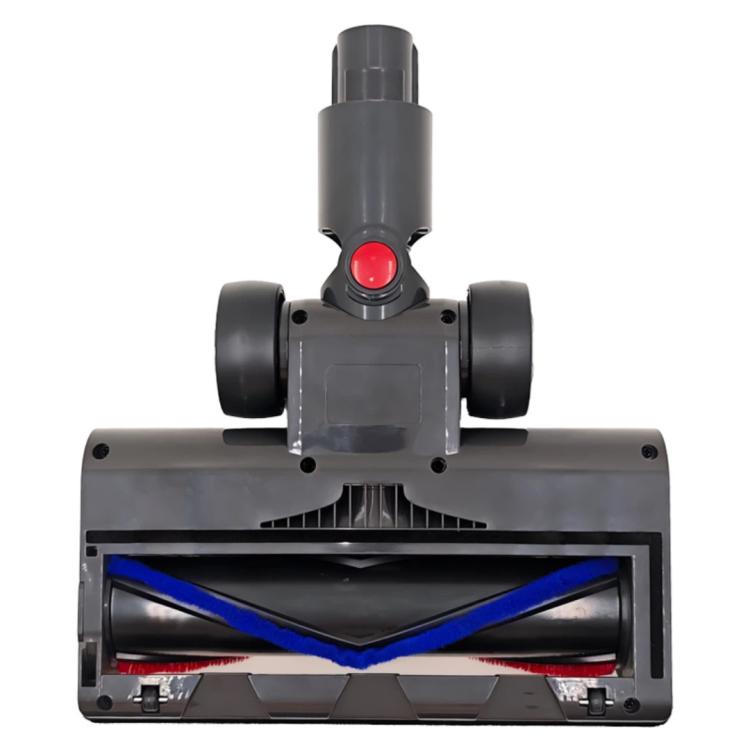Motorized floor head brush bar with blue stripe roller under the clear suction head