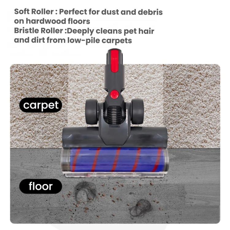 Motorized floor head brush roller with blue striped bristles for carpet and hard floors