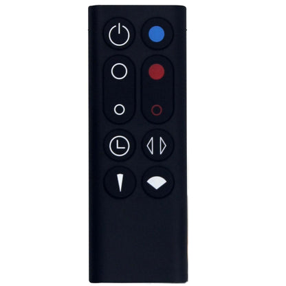Black air purifier remote control with circular button layout