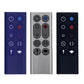 Set of air purifier remote controls in blue, silver, and black with button icons