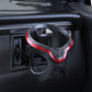 Car cup holder with black stand, red LED light ring around the base