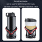 Car cup holder with black base and red LED ring, fits hot/cold drinks