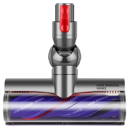 Motorized vacuum roller brush with soft velvet cover and red top control button