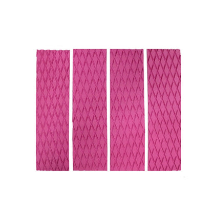 Pink EVA diamond anti-skid surfboard pads, 4-piece set with raised traction pattern