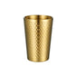 Gold hammered stainless mug with vertical bead line, smooth round rim