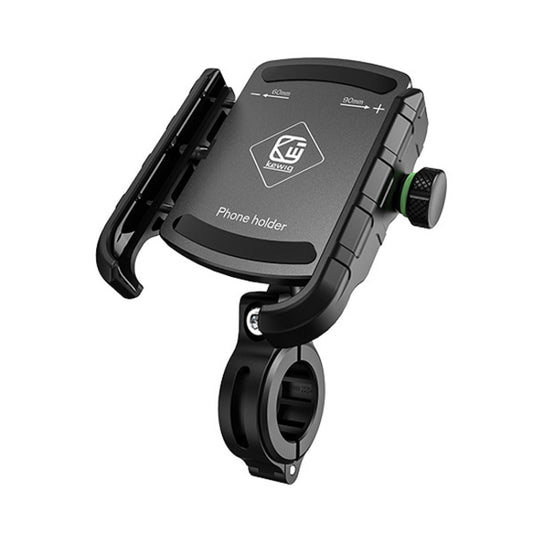 Black aluminum bicycle phone holder with navigation mount and adjustable clamp