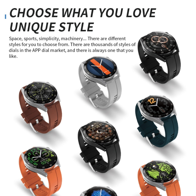 HW28 smartwatches with round digital and analog-style displays and bands in several colors.
