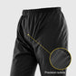 Outdoor motorcycle raincoat suit pants in black with elastic waist and reinforced stitch detail