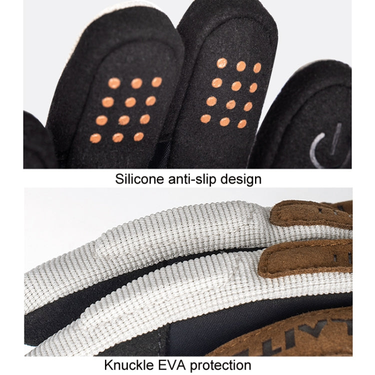 Motorcycle riding gloves with knuckle EVA padding and silicone anti-slip fingertips