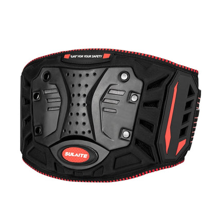 Motorcycle protective anti-fall waist belt, red and black with molded armor pads