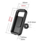 Phone holder case dimensions diagram with black protective shell and handlebar clamp