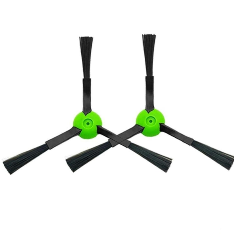 Two black edge brushes with green hubs for robot vacuum replacement.