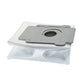 Dust bag with gray filter insert and white fabric for robot vacuum replacement.