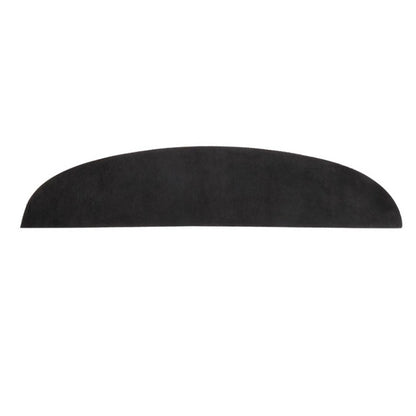 Black suede light-blocking dash pad, curved half-moon shape