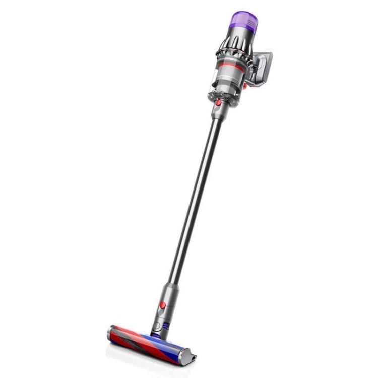Metal extension pole with vacuum floor brush attached and red/black connector