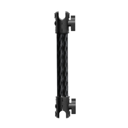 Black double-jointed carbon fiber car phone mount extension arm with mounting clips