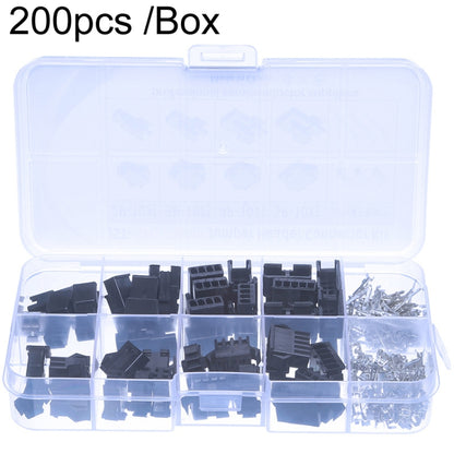 200-piece header connector kit in clear plastic organizer box with black 2.54mm pin housings