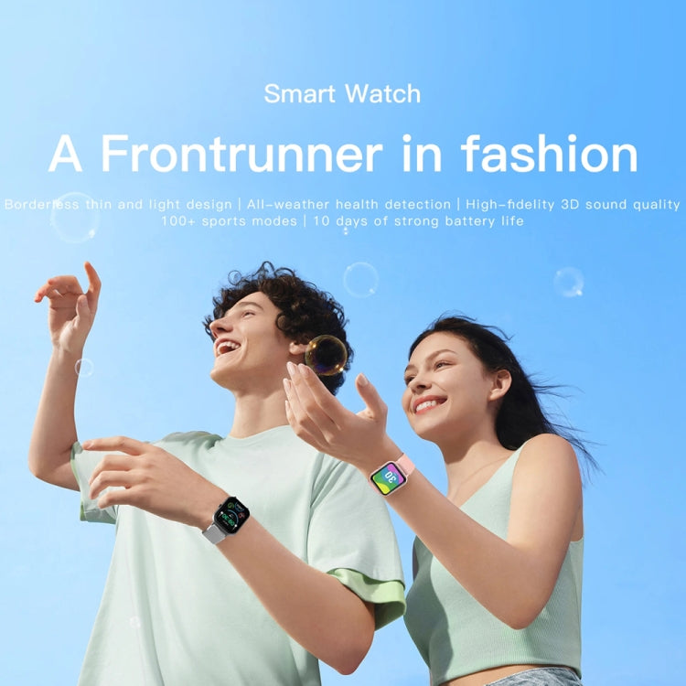 Smartwatch shown on a wrist with a black band and colorful screen.
