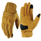 Motorcycle riding gloves in yellow with full fingers and black back accents