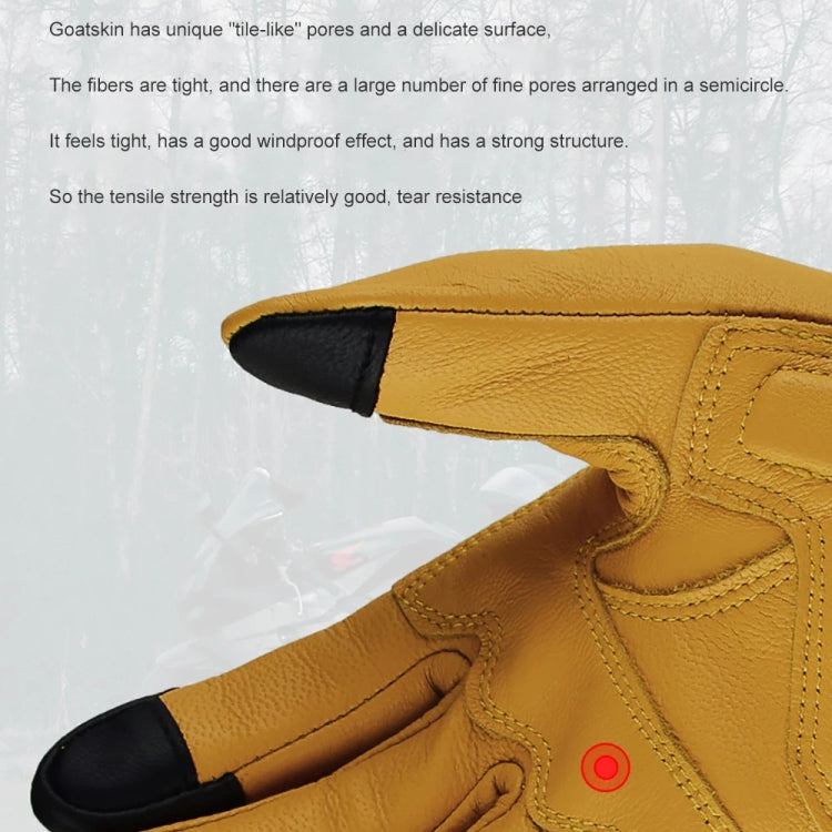 Motorcycle riding gloves with textured leather knuckle padding and black palm accents