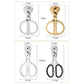 Pill cutter scissors size chart with measurements for silver and dark handle versions