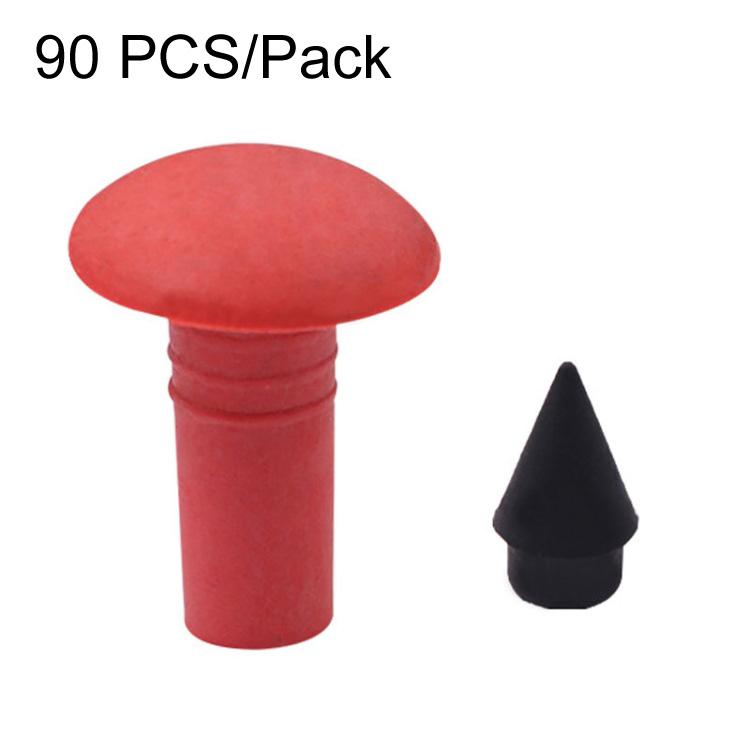 Red rubber tire repair mushroom plug with black cone tip, 90-piece pack