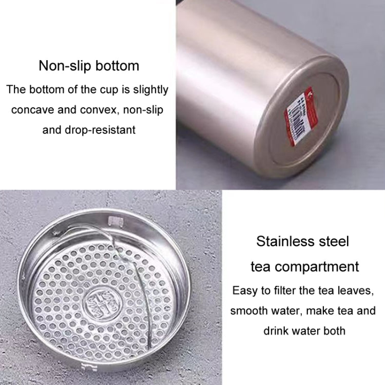 Stainless steel vacuum mug bottom with non-slip base and tea compartment strainer