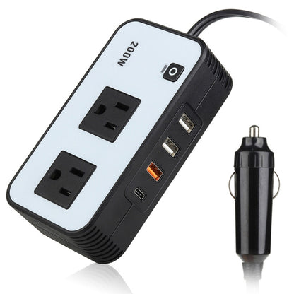 200W Car Inverter Vehicle Plug Power Converter, US Plug