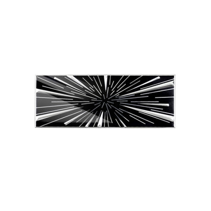 Metal car tail decoration label with black-and-white time tunnel starburst design