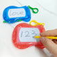 Blue and red mini magnetic writing boards with stylus, close-up view of drawing screen.