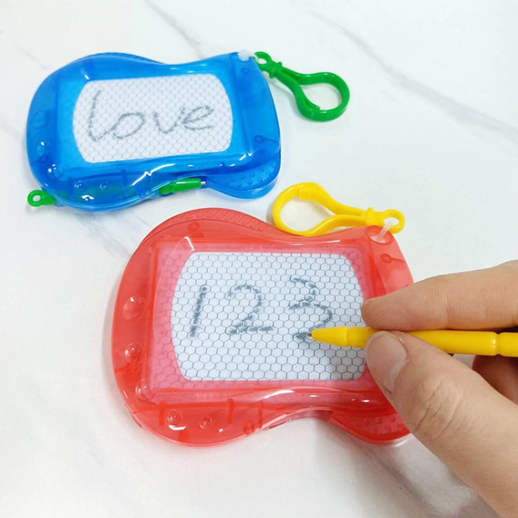 Blue and red mini magnetic writing boards with stylus, close-up view of drawing screen.