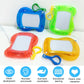 Set of mini magnetic writing boards in blue, green, red, and yellow with white grid screens.
